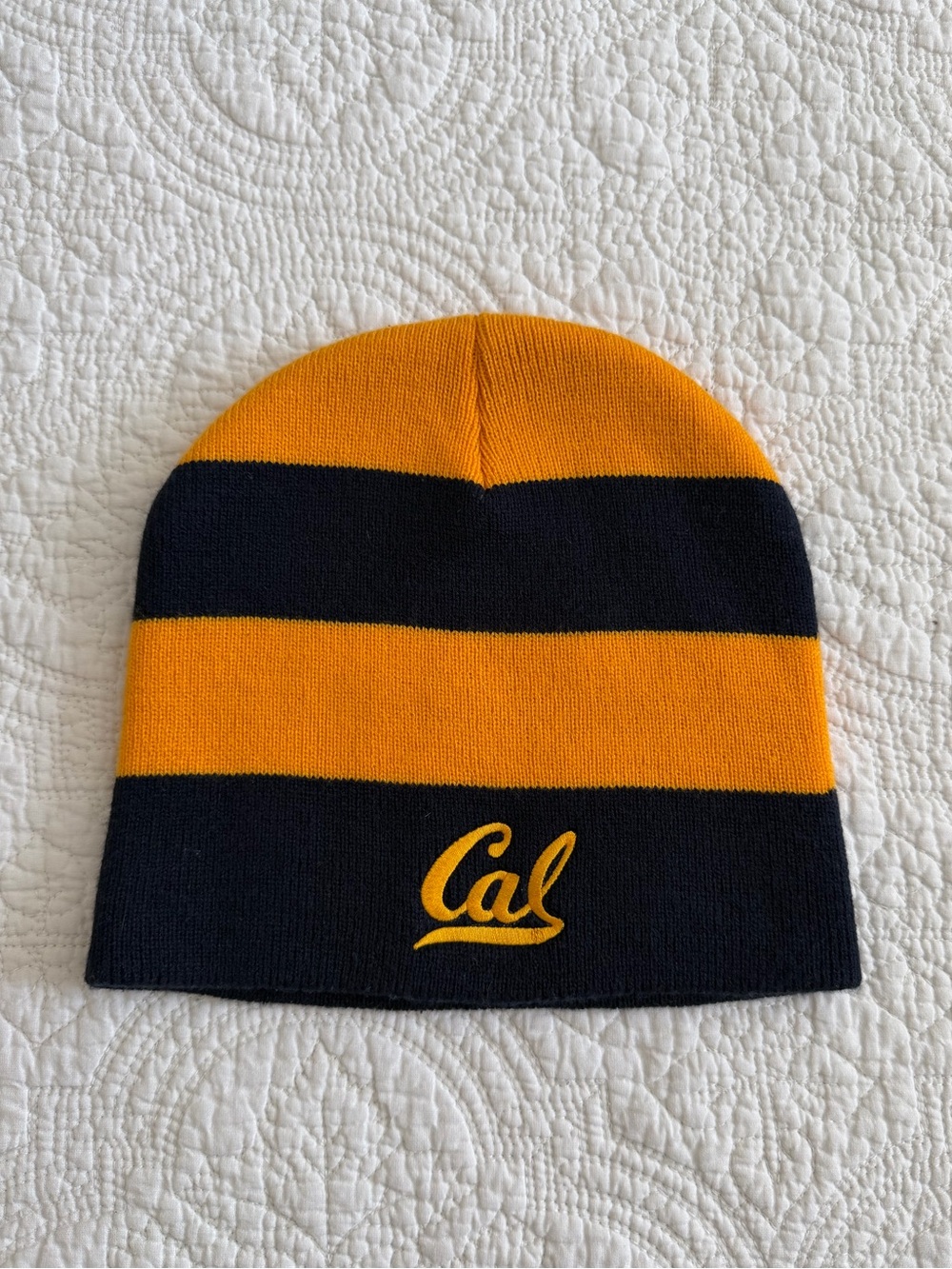 Cal Athletics UC Berkeley Rugby Stripe Embroidered Graphic Beanie One Size